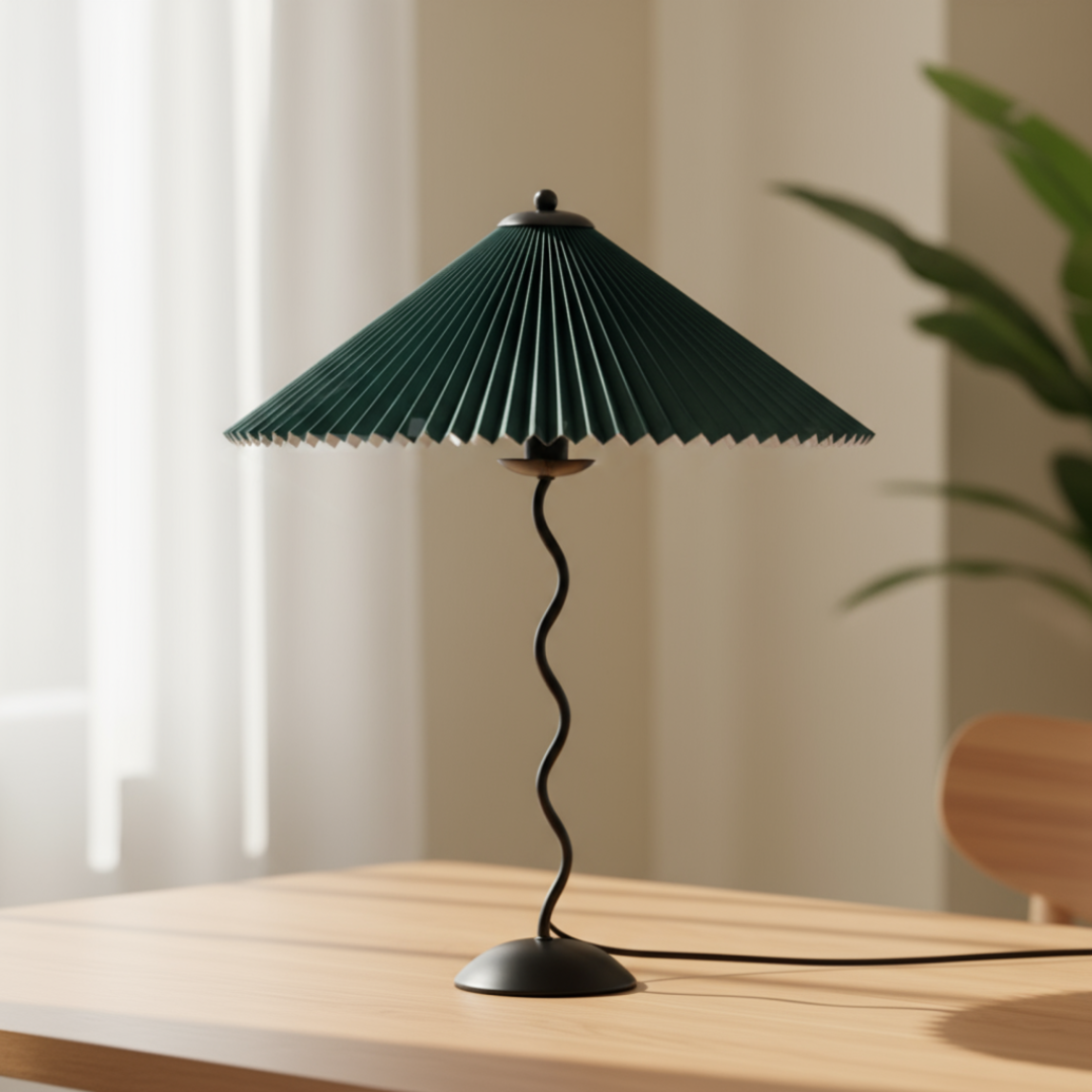 Lampa Stołowa z Plisowanym Kloszem